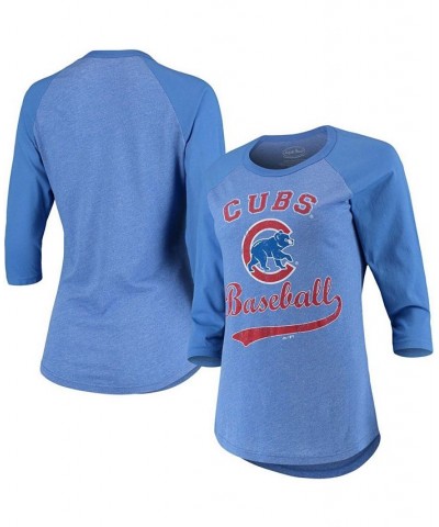 Women's Royal Chicago Cubs Team Baseball Three-Quarter Raglan Sleeve Tri-Blend T-shirt Royal $27.49 Tops