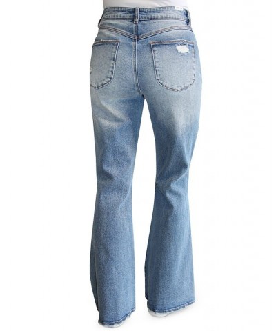 Juniors' Destructed '90s High Rise Flared Jeans Dark Wash $12.60 Jeans