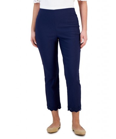 Petite Scallop Trim Cropped Pants Blue $29.19 Pants