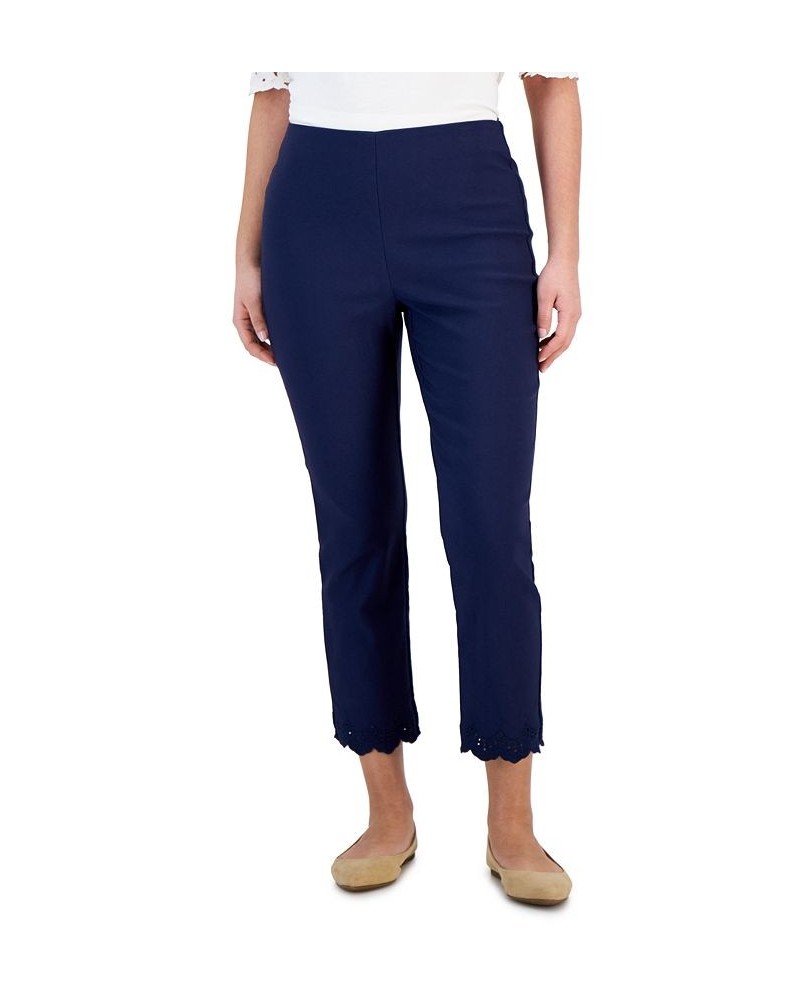 Petite Scallop Trim Cropped Pants Blue $29.19 Pants