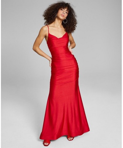 Juniors' Shirred Gown Red $59.50 Dresses