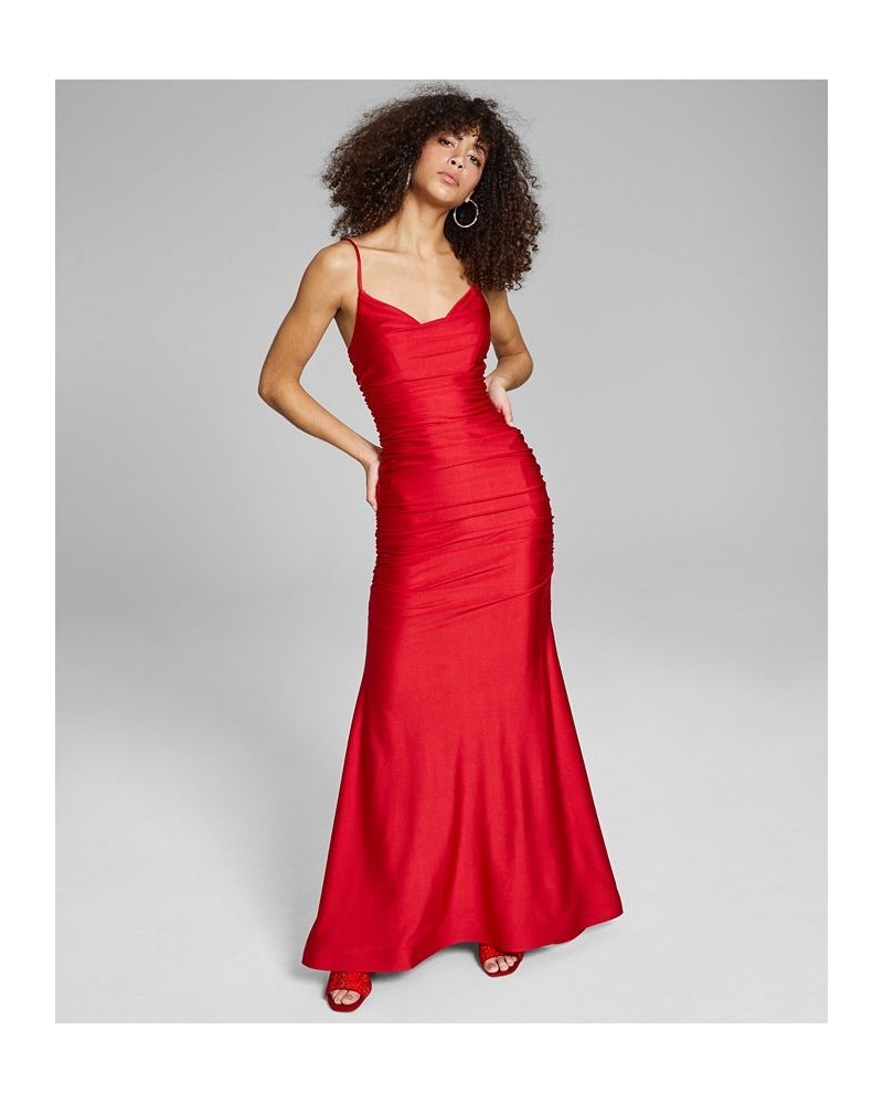 Juniors' Shirred Gown Red $59.50 Dresses