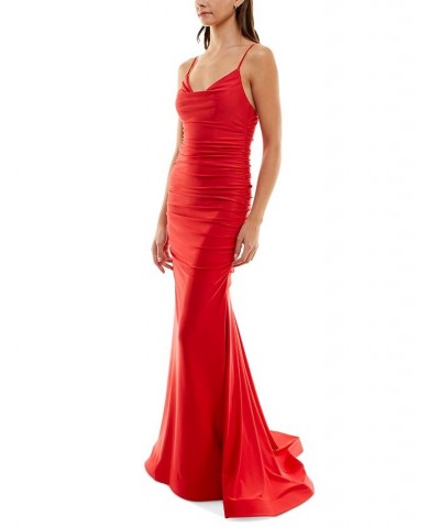 Juniors' Shirred Gown Red $59.50 Dresses