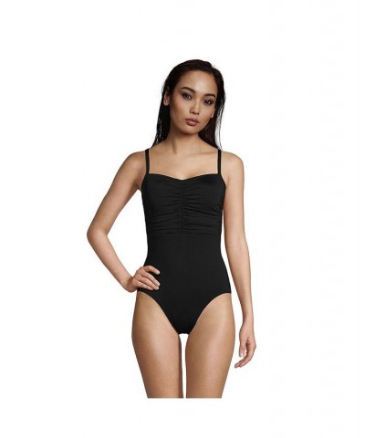 Women's Tummy Control Sweetheart One Piece Swimsuit with Adjustable Straps Black $45.08 Swimsuits