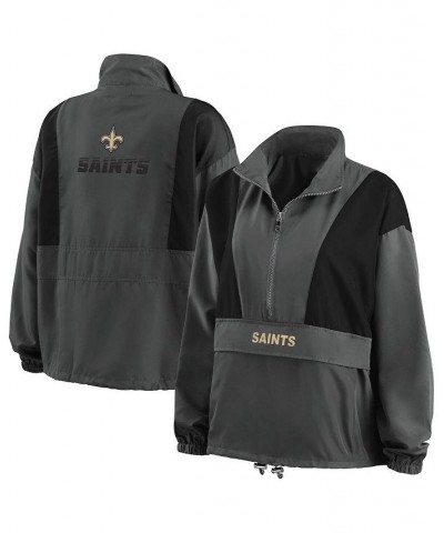 Women's Charcoal New Orleans Saints Popover Packable Half-Zip Jacket Charcoal $42.75 Jackets