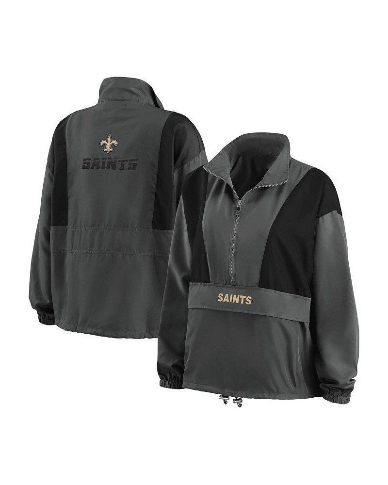 Women's Charcoal New Orleans Saints Popover Packable Half-Zip Jacket Charcoal $42.75 Jackets