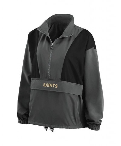 Women's Charcoal New Orleans Saints Popover Packable Half-Zip Jacket Charcoal $42.75 Jackets