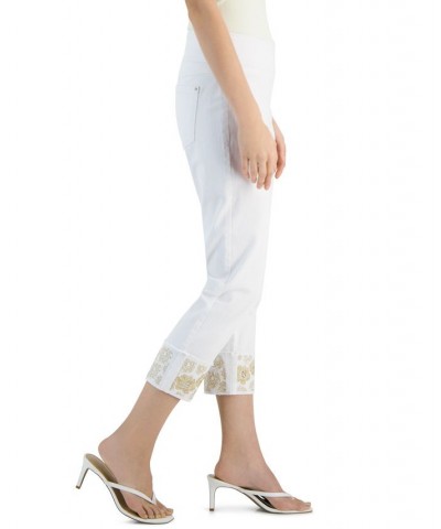 Women's Embroidered-Cuff Straight Jeans Washed White $24.50 Jeans