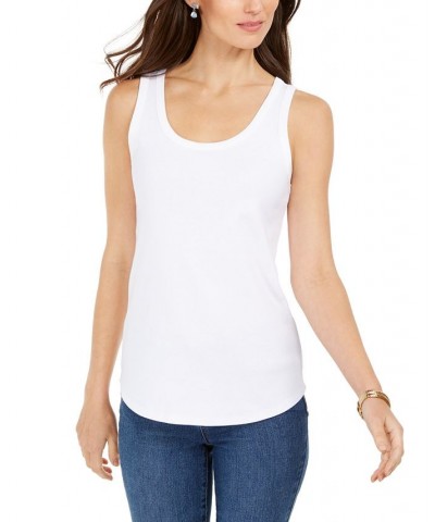 Petite Supima Cotton Scoop-Neck Tank Top Bright White $10.00 Tops