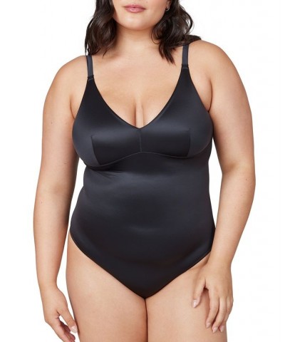 Shaping Satin Thong Bodysuit 10322R Black $44.00 Shapewear