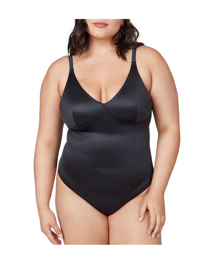 Shaping Satin Thong Bodysuit 10322R Black $44.00 Shapewear