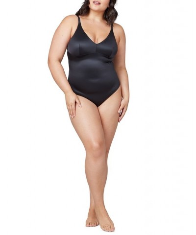 Shaping Satin Thong Bodysuit 10322R Black $44.00 Shapewear