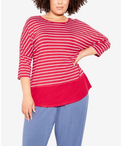 Plus Size Rib Stripe Top Watermelon $34.22 Tops