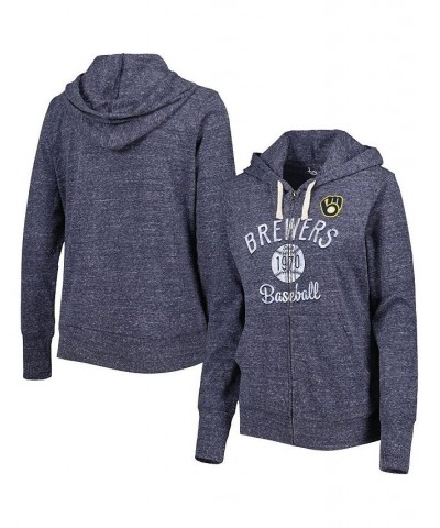 Women's Navy Milwaukee Brewers Training Camp Tri-Blend Full-Zip Hoodie Blue $34.40 Sweatshirts