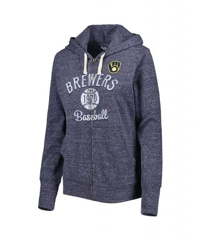 Women's Navy Milwaukee Brewers Training Camp Tri-Blend Full-Zip Hoodie Blue $34.40 Sweatshirts