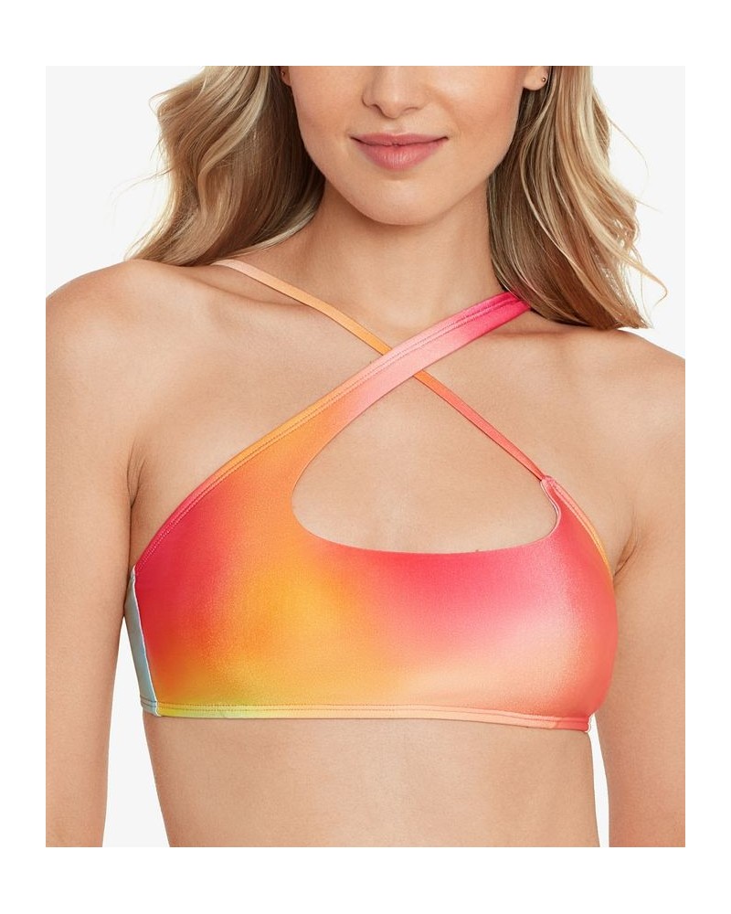 Juniors' Printed Crisscross-Strap Bikini Top Water Colors Multi $19.94 Swimsuits