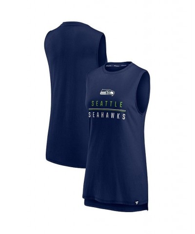 Women's Branded College Navy Seattle Seahawks True Contender Tank Top Navy $16.45 Tops