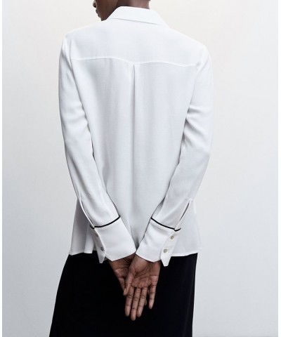 Women's Contrast Trim Shirt Off White $28.70 Tops