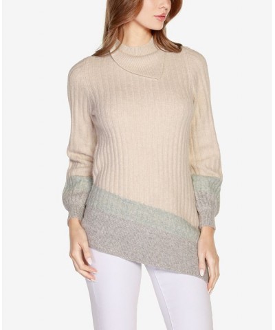 Women's Black Label Cozy Asymmetrical Cowl Sweater Tide Pool Combo $26.40 Sweaters