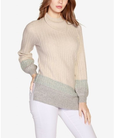 Women's Black Label Cozy Asymmetrical Cowl Sweater Tide Pool Combo $26.40 Sweaters