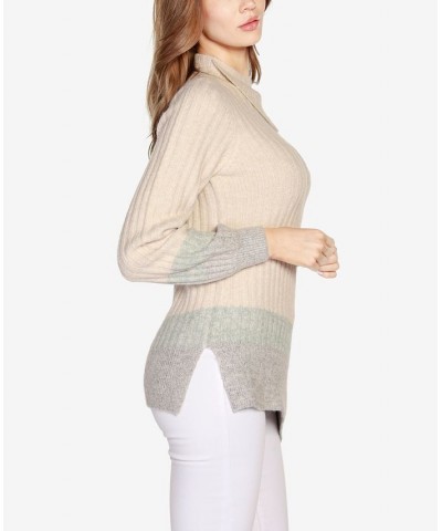 Women's Black Label Cozy Asymmetrical Cowl Sweater Tide Pool Combo $26.40 Sweaters