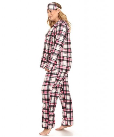 Plus Size 3-Piece Pajama Set Pink Plaid $26.00 Sleepwear