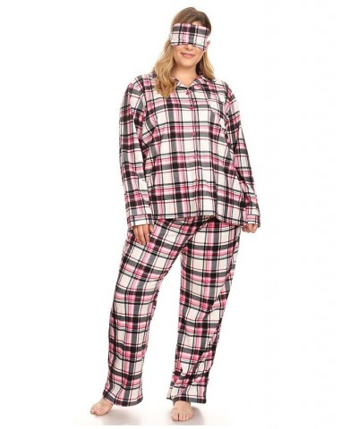 Plus Size 3-Piece Pajama Set Pink Plaid $26.00 Sleepwear