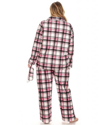 Plus Size 3-Piece Pajama Set Pink Plaid $26.00 Sleepwear