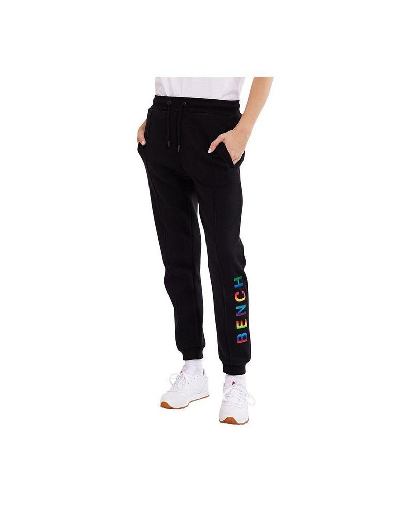 Munroe womens joggers black with rainbow foil logo Black $18.28 Pants