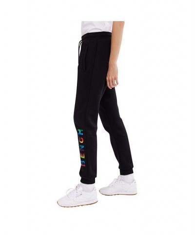 Munroe womens joggers black with rainbow foil logo Black $18.28 Pants