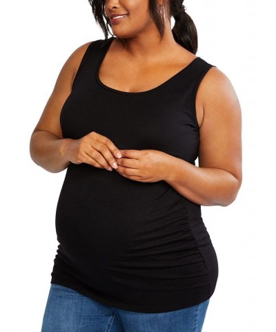 Plus Size Side-Ruched Scoop-Neck Maternity Tank Top Black $12.60 Tops