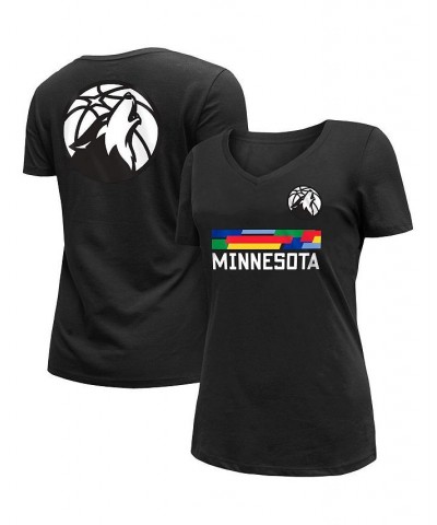 Women's Black Minnesota Timberwolves 2022/23 City Edition V-Neck T-shirt Black $21.31 Tops