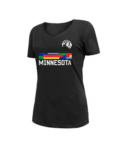 Women's Black Minnesota Timberwolves 2022/23 City Edition V-Neck T-shirt Black $21.31 Tops