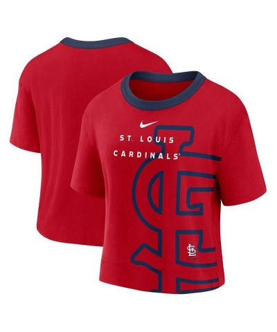 Women's Red and Navy St. Louis Cardinals Team First High Hip Boxy T-shirt Red, Navy $23.39 Tops