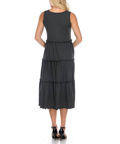 Maternity Plus Size Scoop Neck Tiered Midi Dress Gray $31.28 Dresses