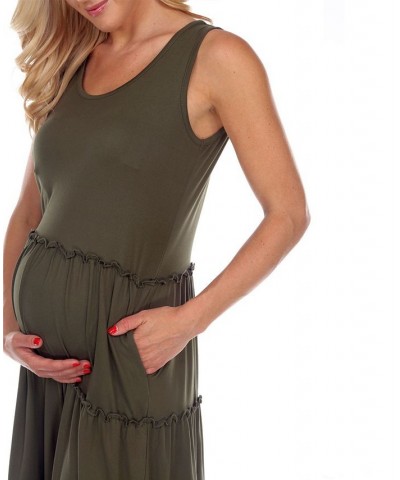 Maternity Plus Size Scoop Neck Tiered Midi Dress Gray $31.28 Dresses