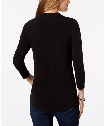 Women's 3/4-Sleeve Top Deep Black $18.07 Tops