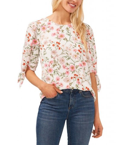 Women's Floral Tie Sleeve Blouse Multi $34.40 Tops