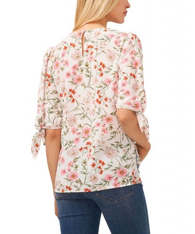 Women's Floral Tie Sleeve Blouse Multi $34.40 Tops