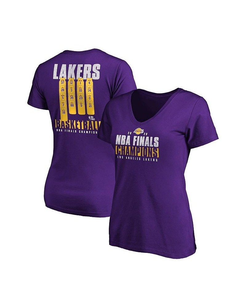 Women's Purple Los Angeles Lakers 2020 Nba Finals Champions Ready To Play V-Neck T-Shirt Purple $18.62 Tops