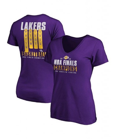 Women's Purple Los Angeles Lakers 2020 Nba Finals Champions Ready To Play V-Neck T-Shirt Purple $18.62 Tops