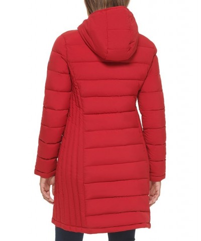 Women's Hooded Packable Puffer Coat Red $52.50 Coats