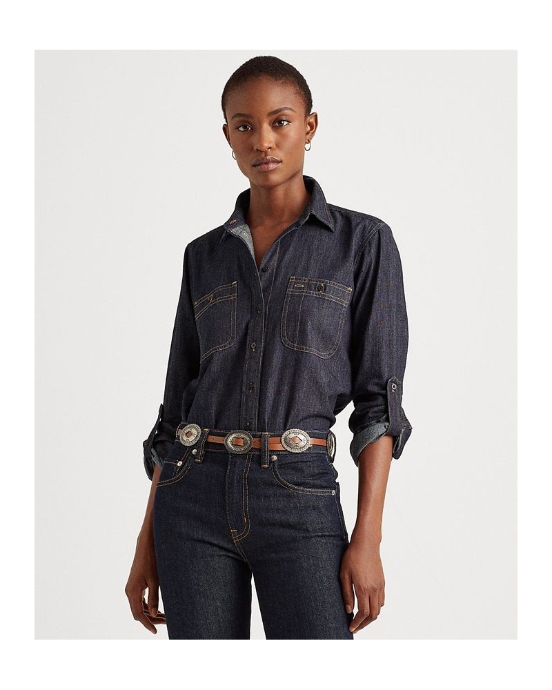 Denim Shirt Dark Rinse Wash $52.56 Tops