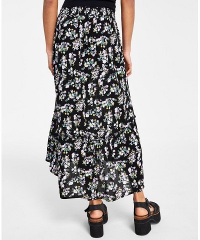 Juniors' High-Low Printed Pull-On Maxi Skirt Black $10.40 Skirts