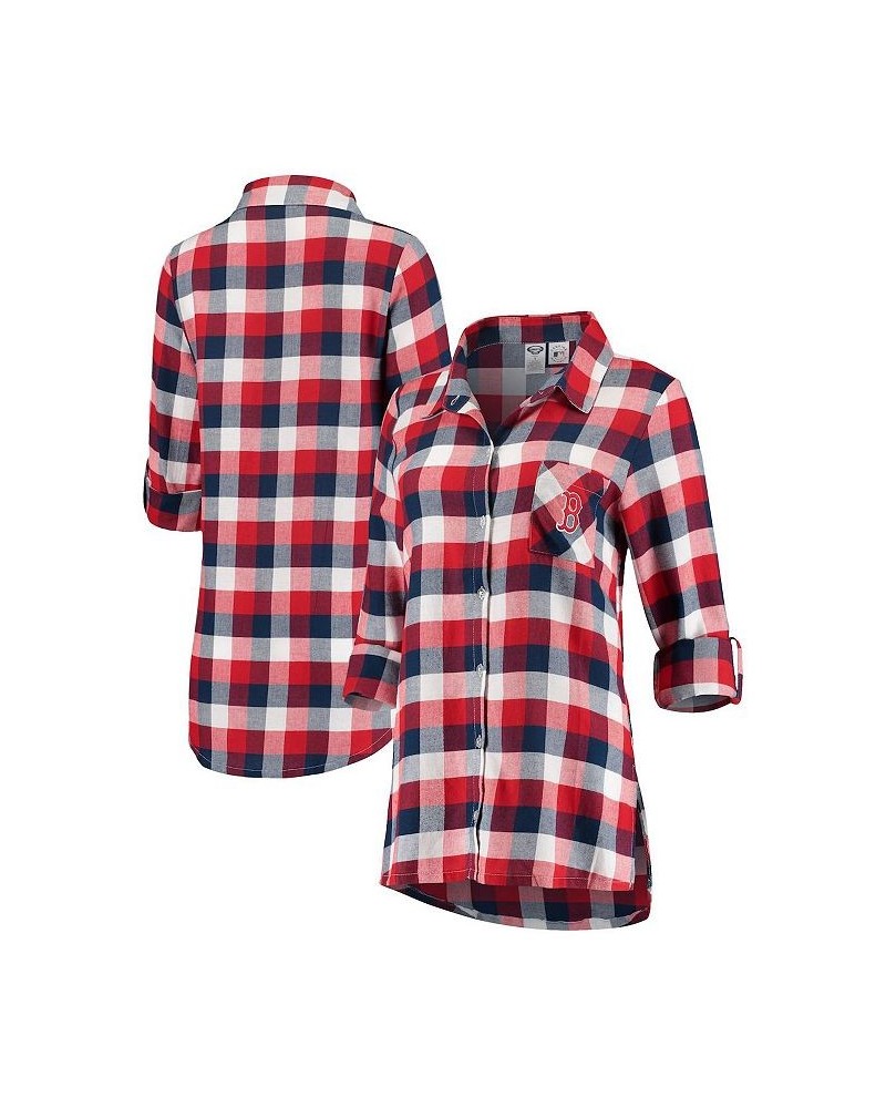 Women's Navy Red Boston Red Sox Breakout Flannel Long Sleeve Nightshirt Navy, Red $33.05 Pajama