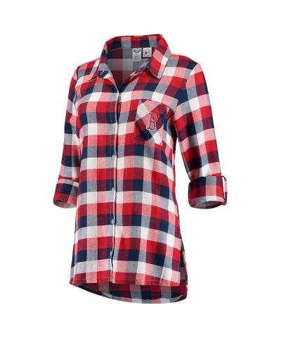 Women's Navy Red Boston Red Sox Breakout Flannel Long Sleeve Nightshirt Navy, Red $33.05 Pajama