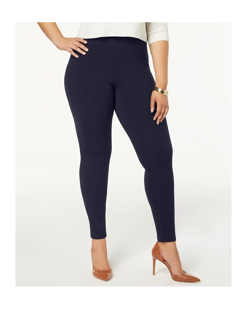 Women's Plus Size Cotton Leggings Blue $14.57 Pants