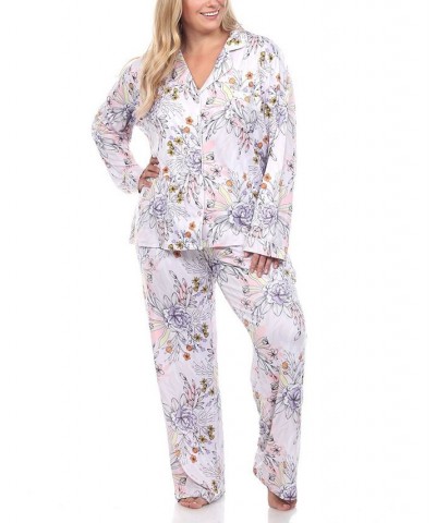 Plus Size Long Sleeve Floral Pajama Set 2-Piece Multi $26.95 Sleepwear