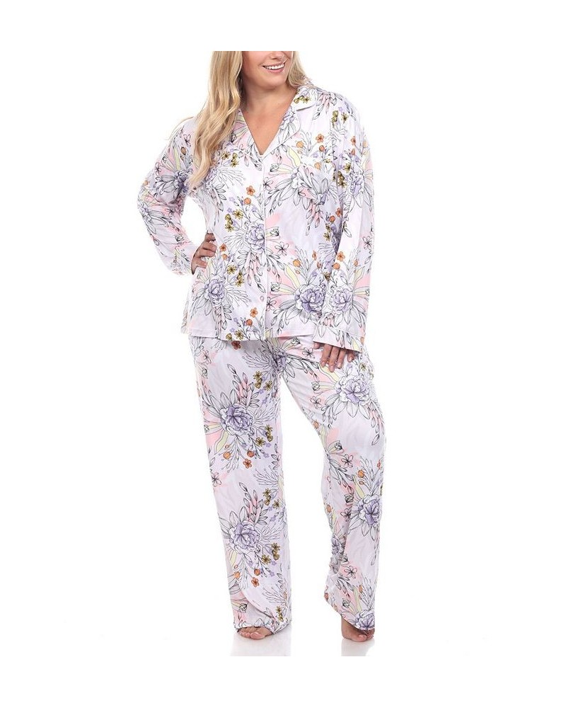 Plus Size Long Sleeve Floral Pajama Set 2-Piece Multi $26.95 Sleepwear