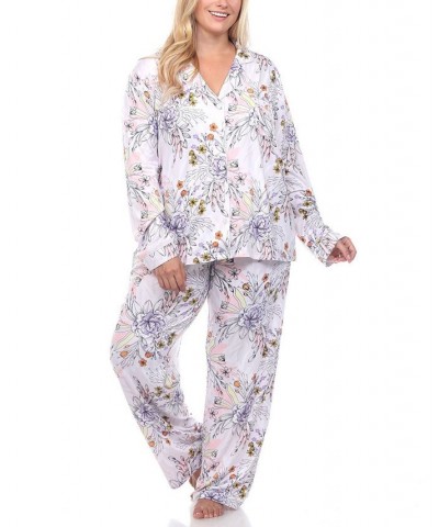 Plus Size Long Sleeve Floral Pajama Set 2-Piece Multi $26.95 Sleepwear